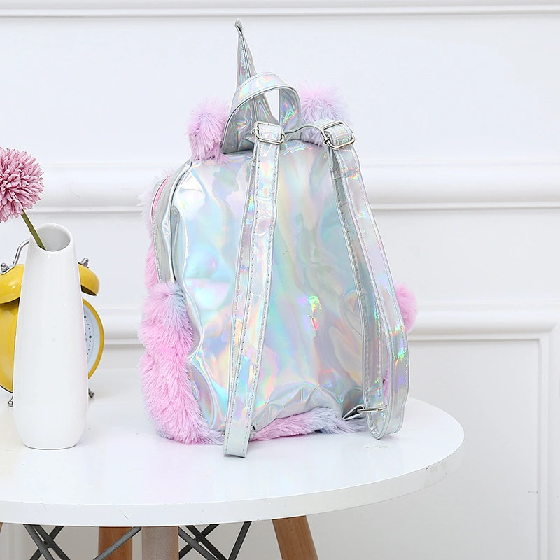 Wholesale 2020 Fashion Girls Plush Rainbow Travel Backpack Kids Cute Unicorn School Bags Charm Unicorn Backpack
