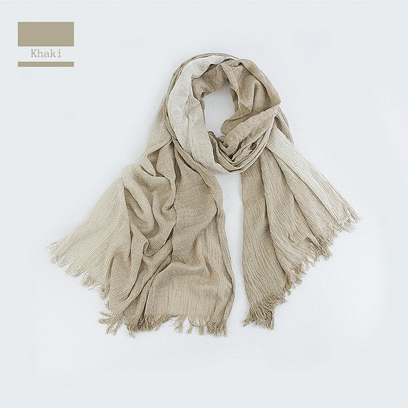 Direct Factory Wholesale Fashion Neutral Striped Cotton Linen Scarf