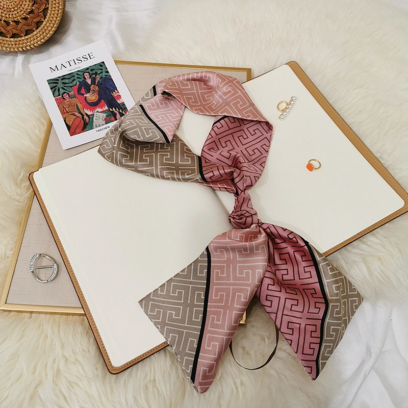 Wholesale Autumn New Ins Long Strip 14*145cm Small Silk Scarf Female Artificial Silk Professional Gift Scarf