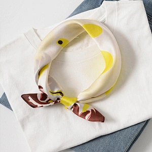 Printed silk fashionable wild decoration sunscreen small square scarf hangzhou hair silk scarf