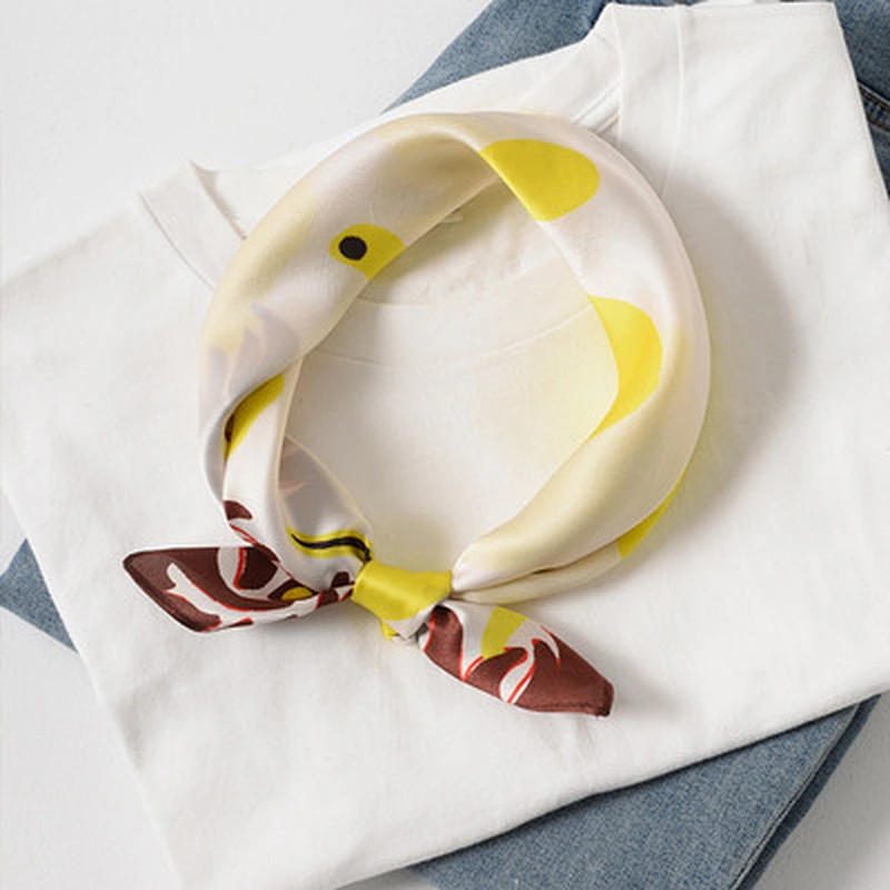 Printed silk fashionable wild decoration sunscreen small square scarf hangzhou hair silk scarf