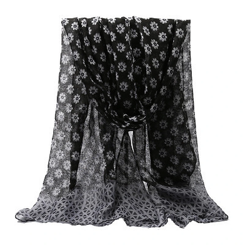 New daisy printed sunscreen shawl voile fabric muslim outdoor headscarf scarf beach shawl