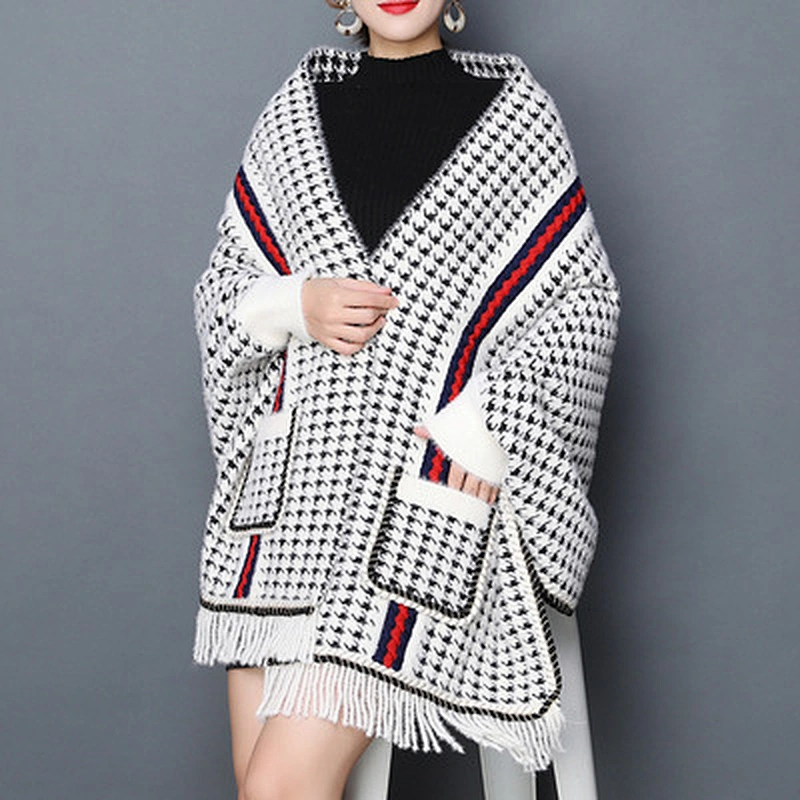 Autumn Winter New Style Shawl Scarf Embroidered Female Thick Mink Fleece With Sleeves Tassel Cheongsam Jacket Cloak
