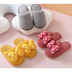 Winter Warm Cute Parent-Child Shoes Plush Children Cotton Slippers For Kids Baby Boys Girls Indoor Furry Slippers