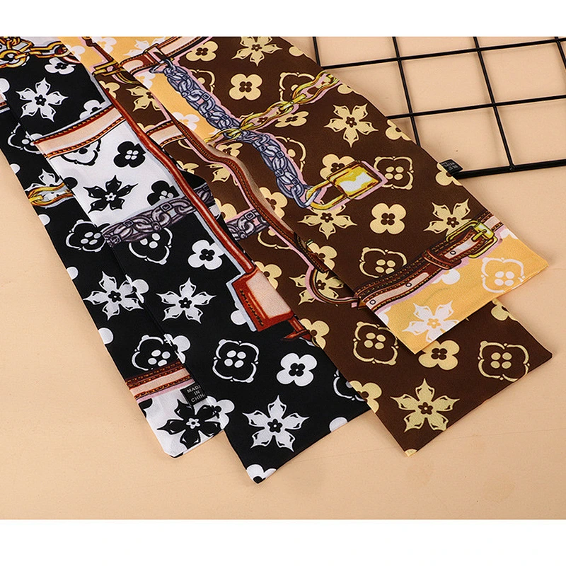 Spring Summer New Chic Small Scarf Narrow Strip Small Ribbon Silk Scarf Female Decoration Multifunctional Tie Bag Ribbon