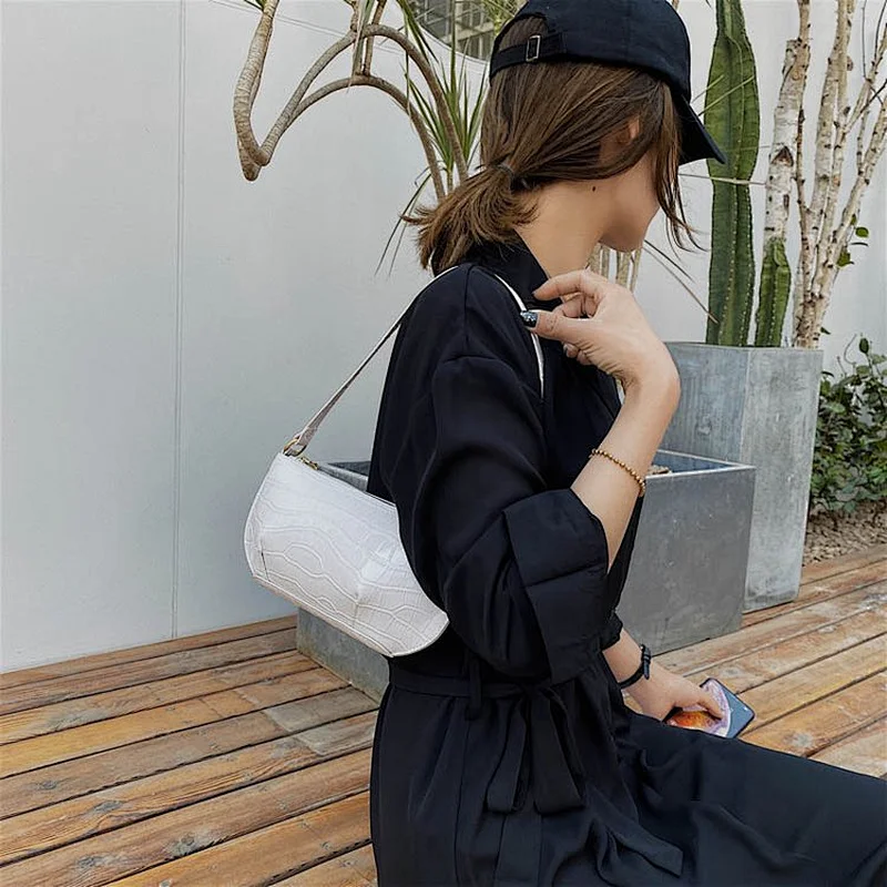 2020 Ins Summer New European Style Clutch Bag Female Crocodile Pattern Portable Bright Leather Underarm Bag