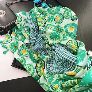 Spring and summer orange soft warm skin-friendly shade sunscreen long gauze women cotton sunscreen scarf shawl