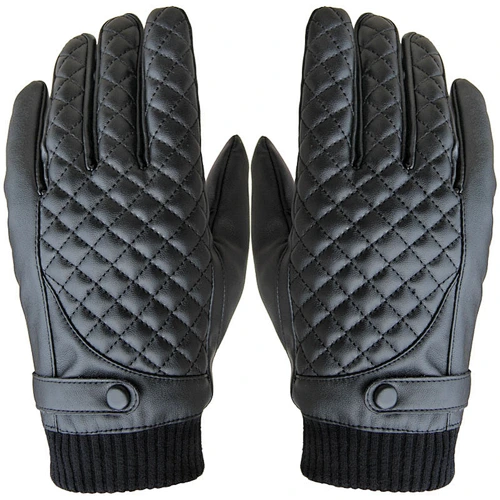 Winter Men's Touch Screen Gloves PU Leather Plus Velvet Warm Windproof Gloves Korean Winter Riding Gloves