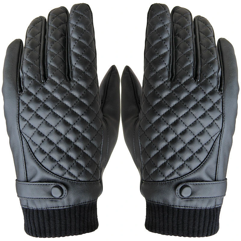 Winter Men's Touch Screen Gloves PU Leather Plus Velvet Warm Windproof Gloves Korean Winter Riding Gloves