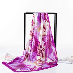 New satin sunscreen large square scarf 90cm graffiti printing simulation silk square scarf