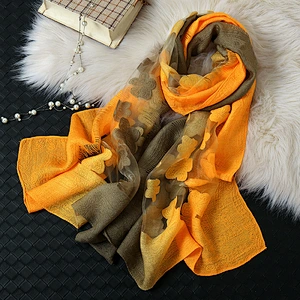 Fashion Women Jacquard Hollow Lace Gradient Silk Scarf Spring Shawls and Wraps Towel Femme Beach Sjaals