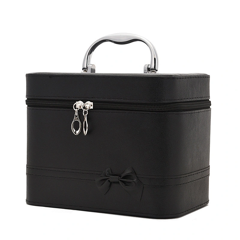 PU Square Makeup Pure Color Cosmetic Bag 2020 New Style Cosmetic Box Fashion Bow Cosmetic Case