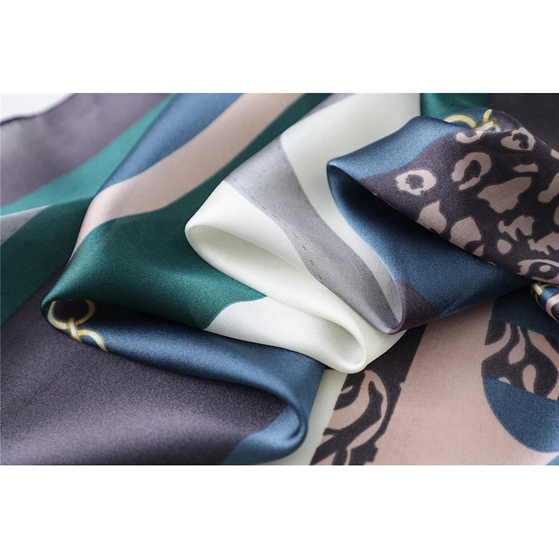 New long-style plaid stitching printed shawl big size bound fashion designed silk twill scarf
