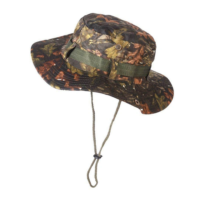Unisex Wide Brim Sun Logo Summer Protection Camouflage Fisherman Bucket Hat Custom