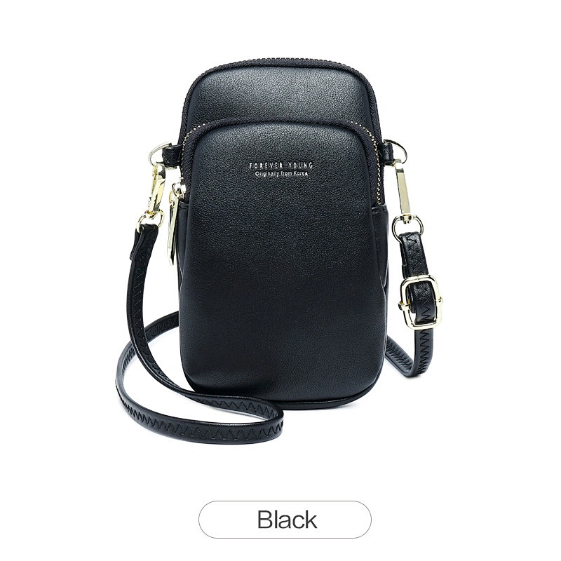 2020 new Korean version of simple diagonal bag ladies mobile phone bag PU pure color wild single shoulder fashion small bag