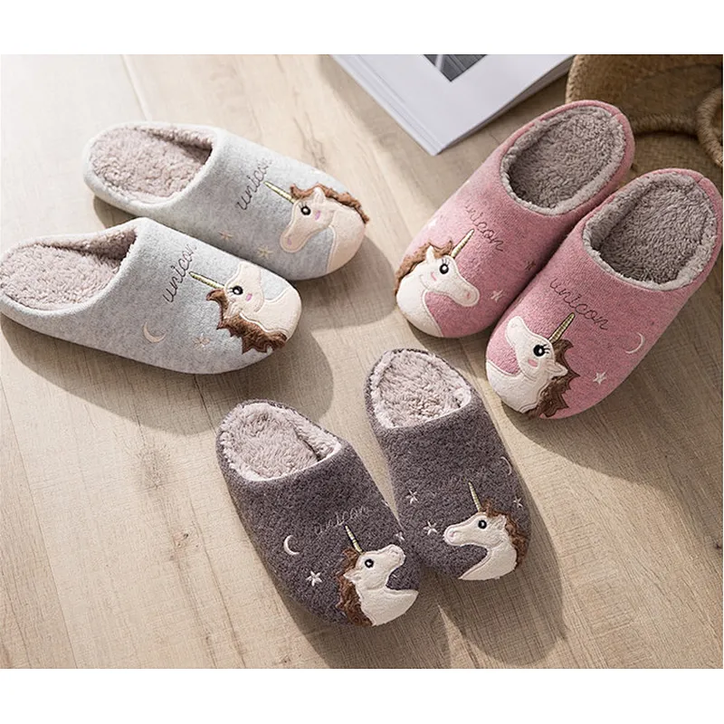 Fashionable New Style Autumn Winter Cute Unicorn Parent-Child Slippers Home Indoor Warm Non-Slip Slipper
