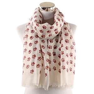Wholesale Spring Autumn New Style Dog Footprint Print Pattern Polyester Ladies All-Match Scarf Shawl
