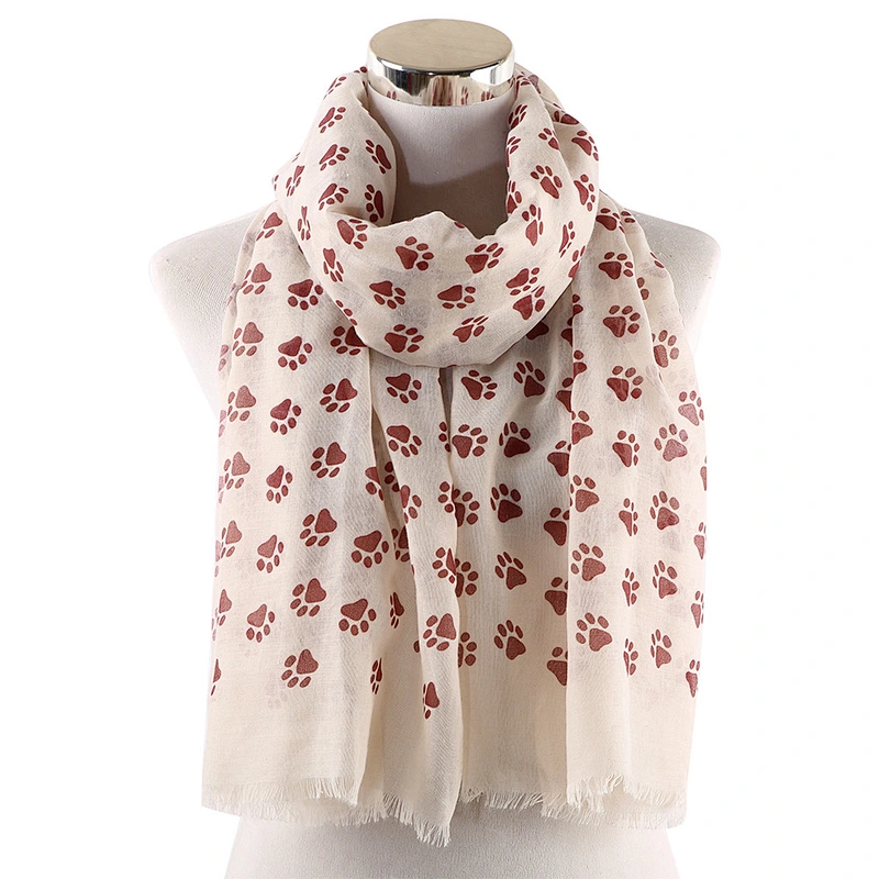 Wholesale Spring Autumn New Style Dog Footprint Print Pattern Polyester Ladies All-Match Scarf Shawl