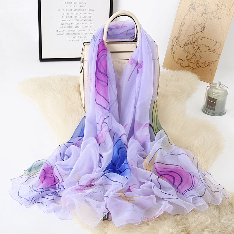 Summer Women Scarf 2020 New Pashmina Shawl Printed Cape Silk Chiffon Polyester Tippet Muffler Floral Printed