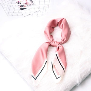 Monochrome female hair bundle hair wrap head wrist professional scarf small square silk stripe scarf