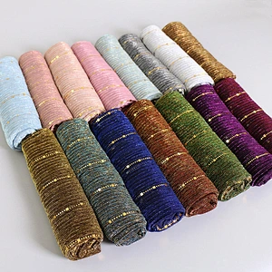2020 Fall New Ladies Scarf Corduroy Sequined Scarf Headscarf Islamic Hijab Autumn Winter Headscarves