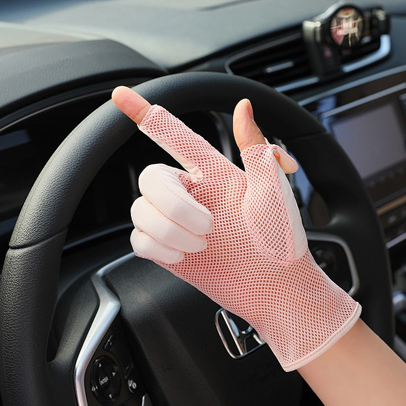 Women'S Gloves Summer UV Sun Protection Tram Outdoor Touch Screen Breathable Ice Silk Driving Gloves