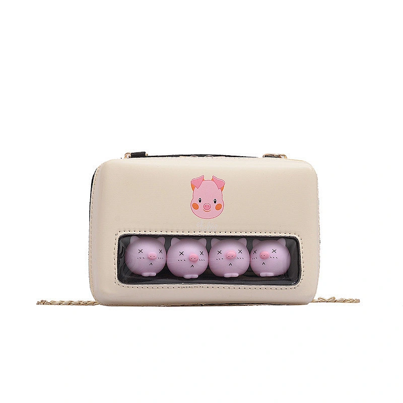 Lovely Piggy Decoration Ins Chic Joker Transparent Soft PU High Quality Women Leather Handbags