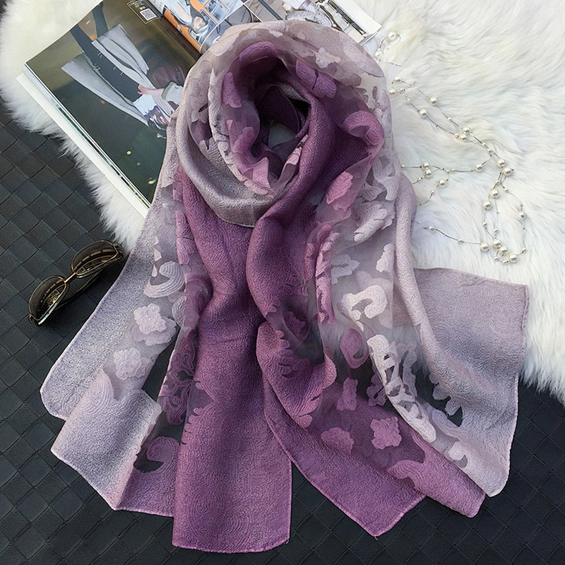 MY Cloud Jacquard Sunscreen Silk Scarf Hijab Scarfs Summer Lady Shawl Beach Cover-ups Scarves Wraps