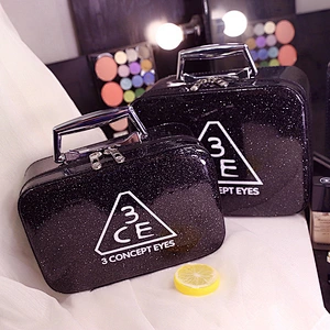 Professional Glitter PU Cosmetic Travel Makeup Trunk Case Large Capacity Make Up Organizer Storage Bag Beauty Case