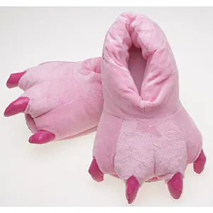 Adult Funny Dinosaur Foot Fluffy New Style Soft Plush Stuffed Shoes Women Parent-Child Animal Claw Slippers