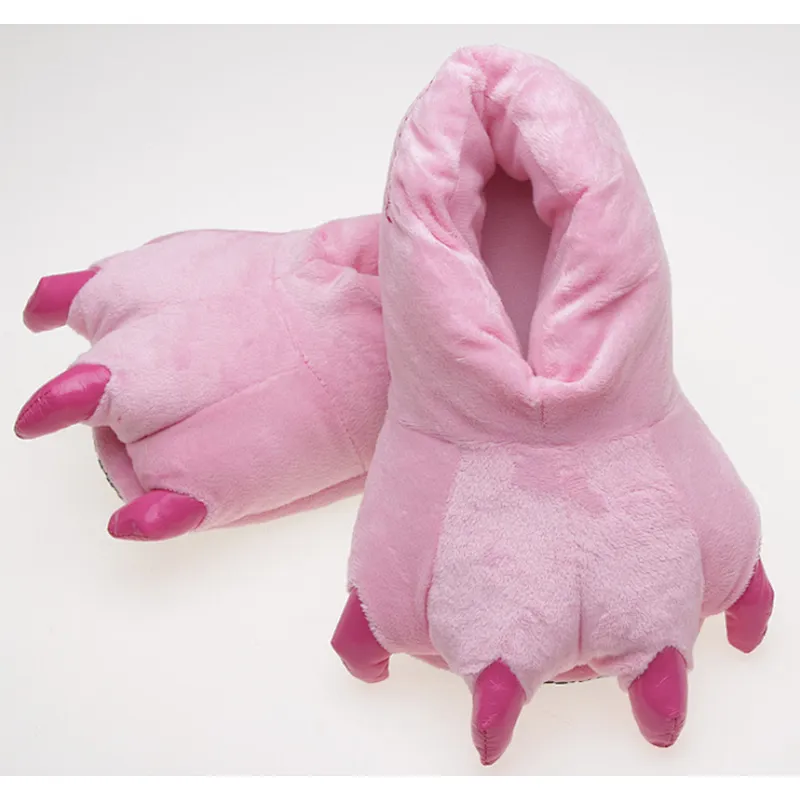 Adult Funny Dinosaur Foot Fluffy New Style Soft Plush Stuffed Shoes Women Parent-Child Animal Claw Slippers