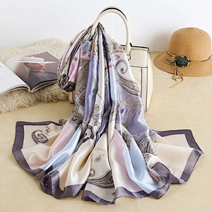 2020 Factory Direct Spring Summer Silk Satin Scarf Female Beach Sunscreen Silk Scarf Shawl