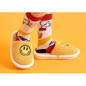 Wholesale Autumn Winter Cute Smiling Cotton Slippers Female Household Parent-Child Indoor Non-Slip Children Home Slippers