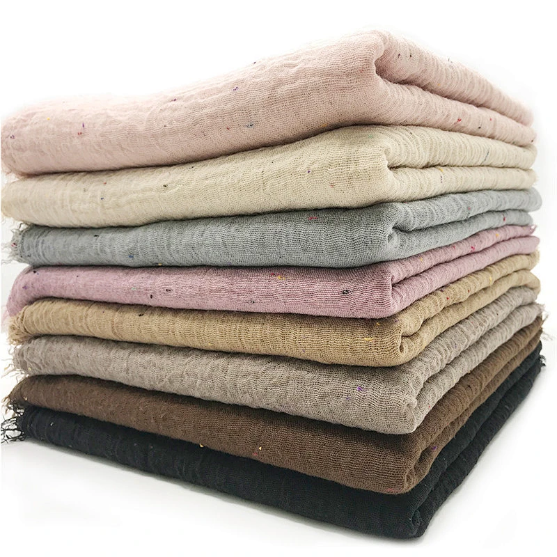 Female cotton and linen solid color little wild tassel scarf soft shawl muslim headscarf