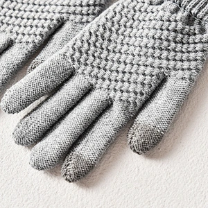 Cheap Plain Color Knitted Warm Gloves Wholesale Winter Men Women Fashion Touch Screen Jacquard Gloves