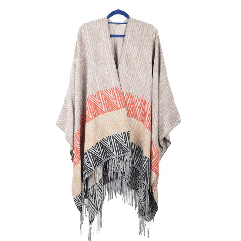 Factory Direct 2020 New Geometric Cloak Shawl European American Fringed Dual-Use Shawl Blanket