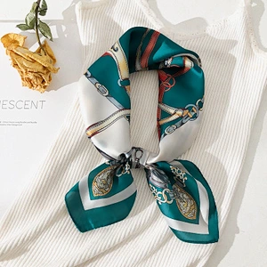 Spring new female fashion small silk scarf chain pattern neck satin scarf bandana for women