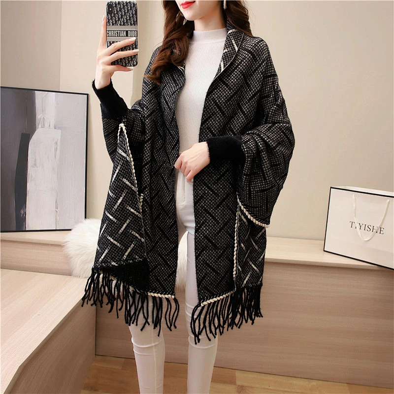 2020 Wholesale Mink Velvet Cape Cloak Women Jacket Winter New Style Cardigan Warm Shawl Cape With Sleeves