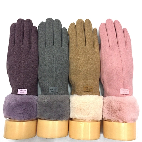2020 Womens Full Finger Glove Ladies Fashionable Fur Winter Outdoor Sport Warm Gloves Luvas Femininas