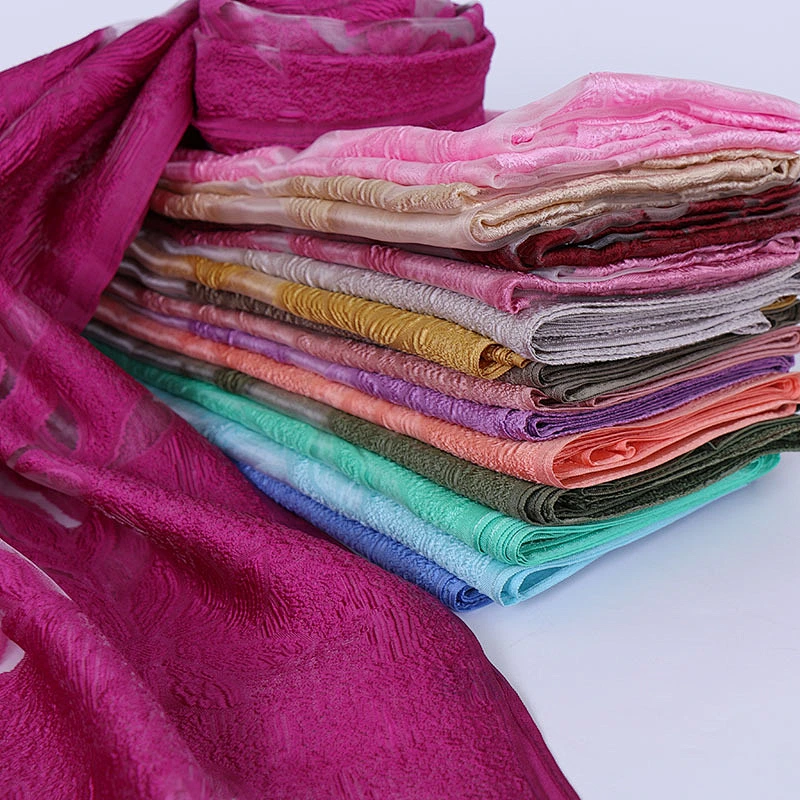 Muslim Chiffon Hijab Women Maple Jacquard Chiffon Hijab Wrap Shawls Headband Muslim Hijabs Scarves Scarf