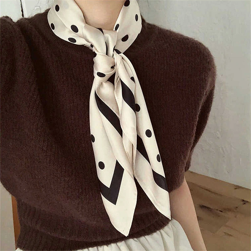 Wholesale Classic Wild Pure Color Small Wave Dot Square Scarf Korean 70cm Decorative Shawl Scarves