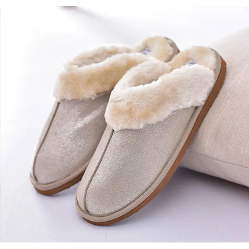 Soft Warm Winter Plush Shoes Fur Suede Slip-Resistant Indoor & Outdoor Slippers Soft Shoes