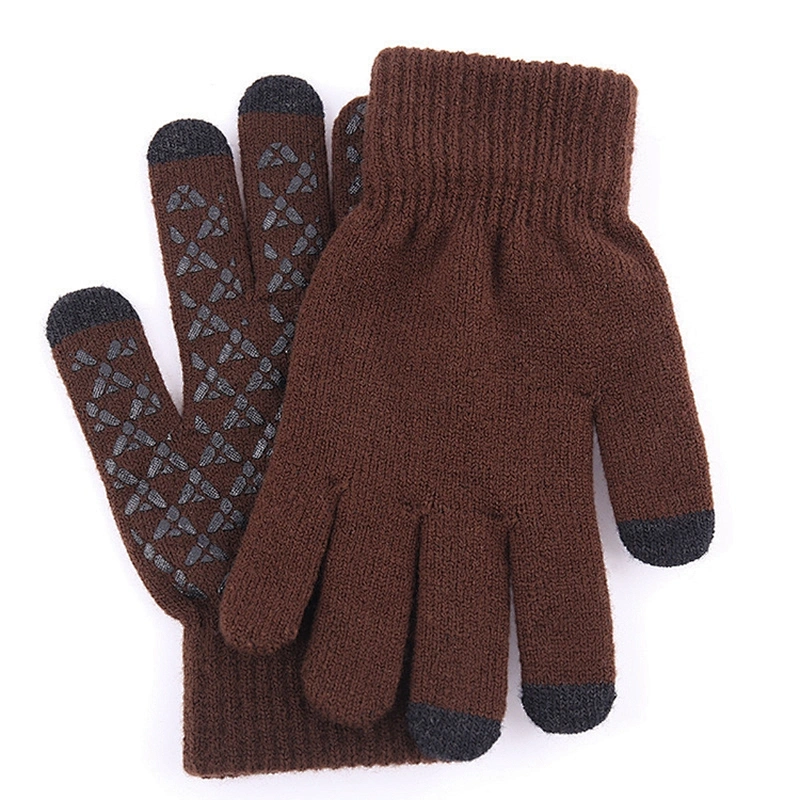 Wholesale Knitted Warm Gloves Men'S Winter Thickened Non-Slip Wool Outdoor Custom Touch Screen Gloves