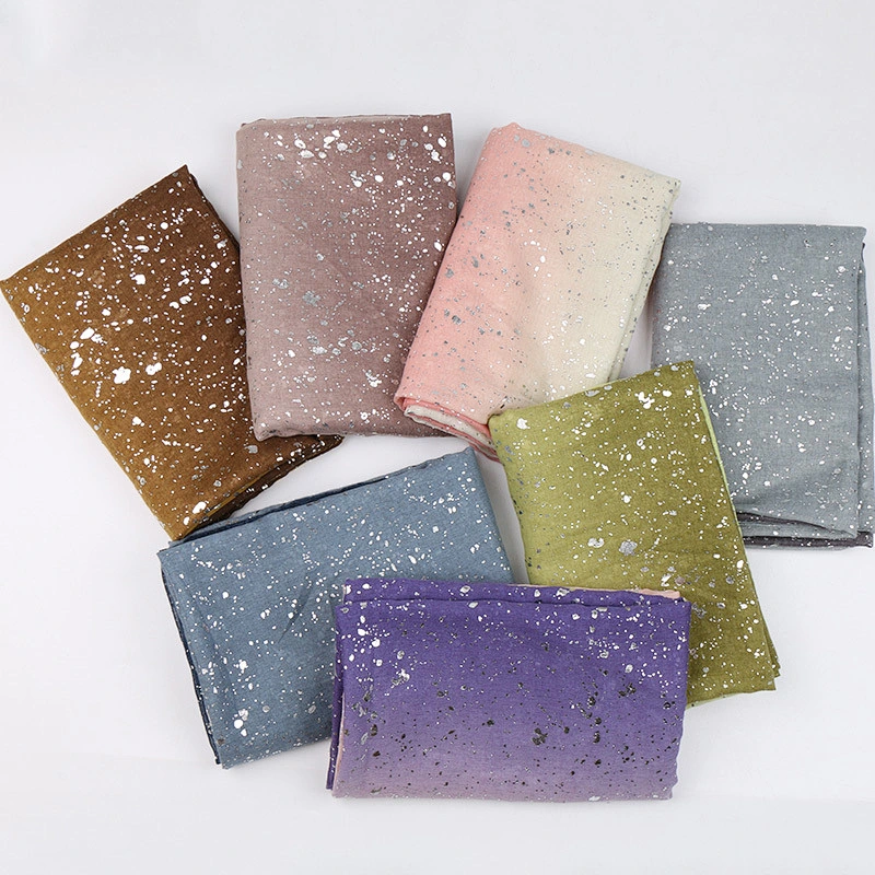 Wholesale women's all-match hot tie-dyeing cotton and linen scarf sunscreen shawl