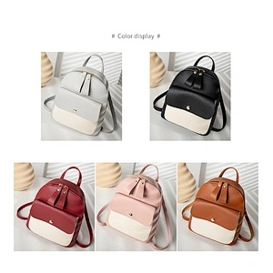 Autumn New Small Backpack Trend PU Color Matching Children Small School Bag Multi-Function Female Backpack