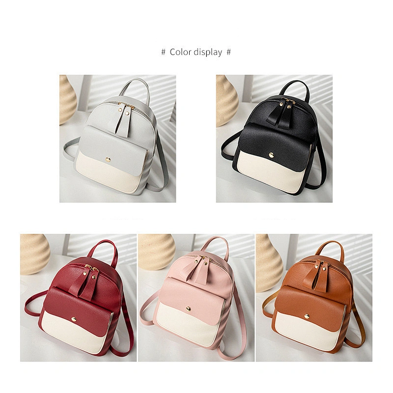 Autumn New Small Backpack Trend PU Color Matching Children Small School Bag Multi-Function Female Backpack