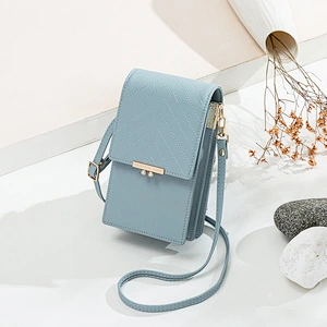 Korean Version Summer Mini Bag For Mobile Phone Stripe Geometric Female PU Messenger Bag