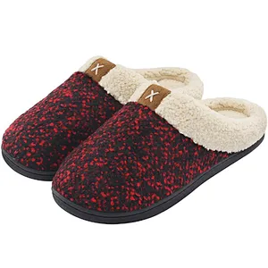 OEM Custom Logo House Women Men Winter Plush Warm Home Indoor Memory Foam Slippers