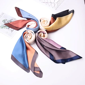 New Silk Color Matching Small Square Silk Scarf Female Chic Style Simple Splicing Small Scarf 70 Wild Scarf