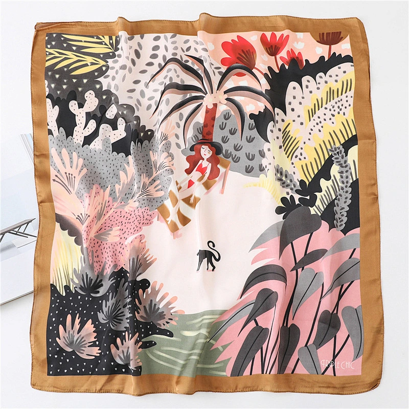 Printed scarf female spring and summer thin section decorative scarf fashion wild small square scarf autumn and winter warm prof